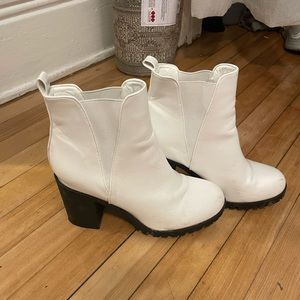 white leather boots